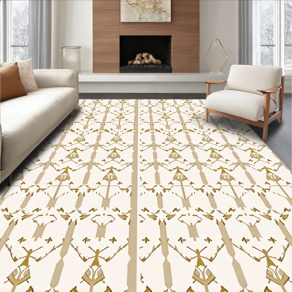 Gold And Natural Geometric Pattern Rug