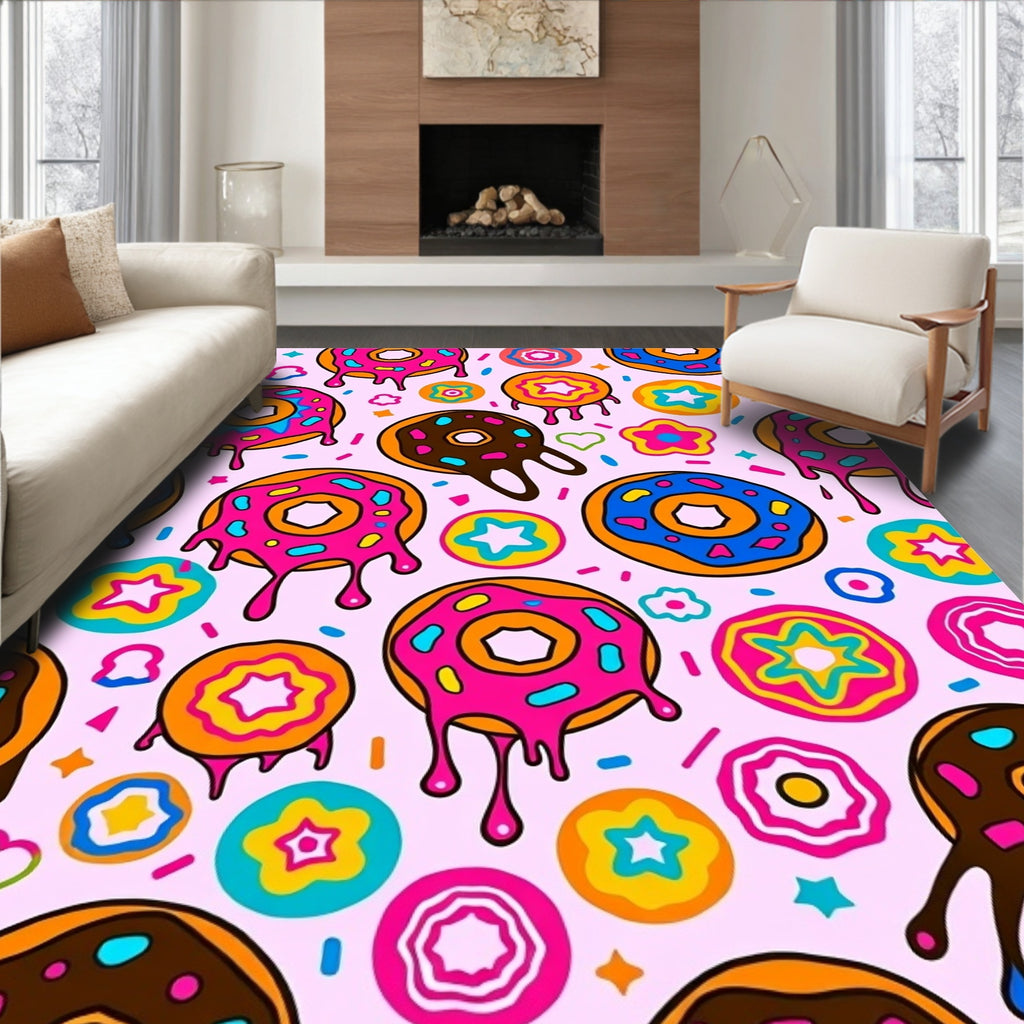 Dripping Donut Fun Pattern Rug