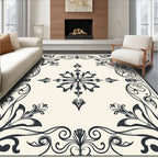 Ornate Floral Scrollwork Motif Rug