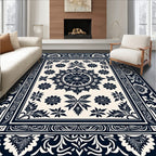 Floral Medallion Leaf Pattern Rug