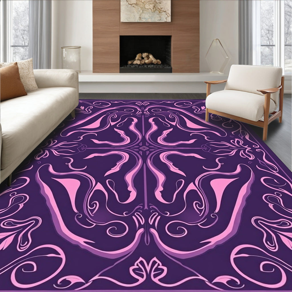 Abstract Swirls Lilac Pattern Rug