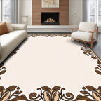 Brown Floral Vine Border Design Rug