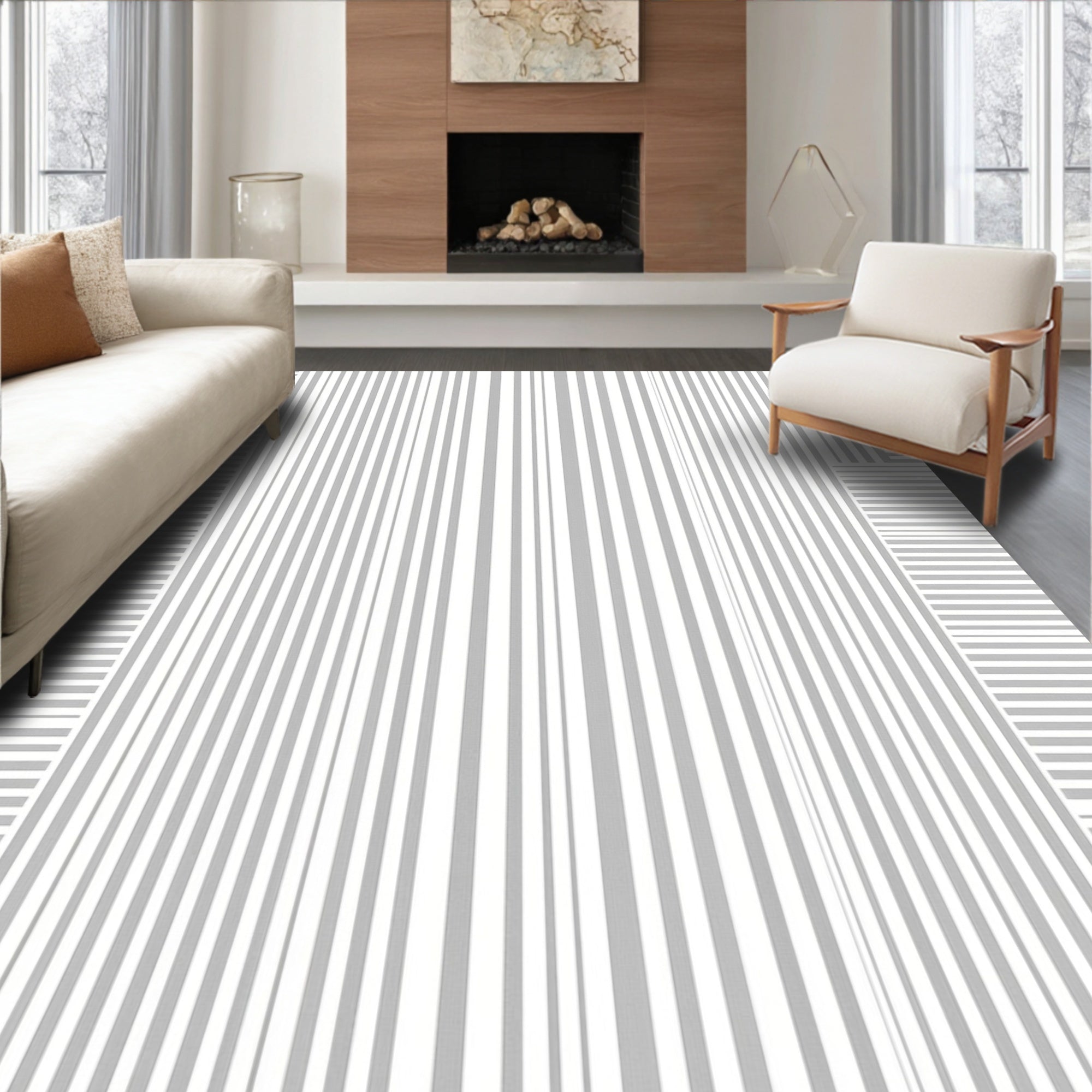Classic Vertical Stripe Pattern Rug