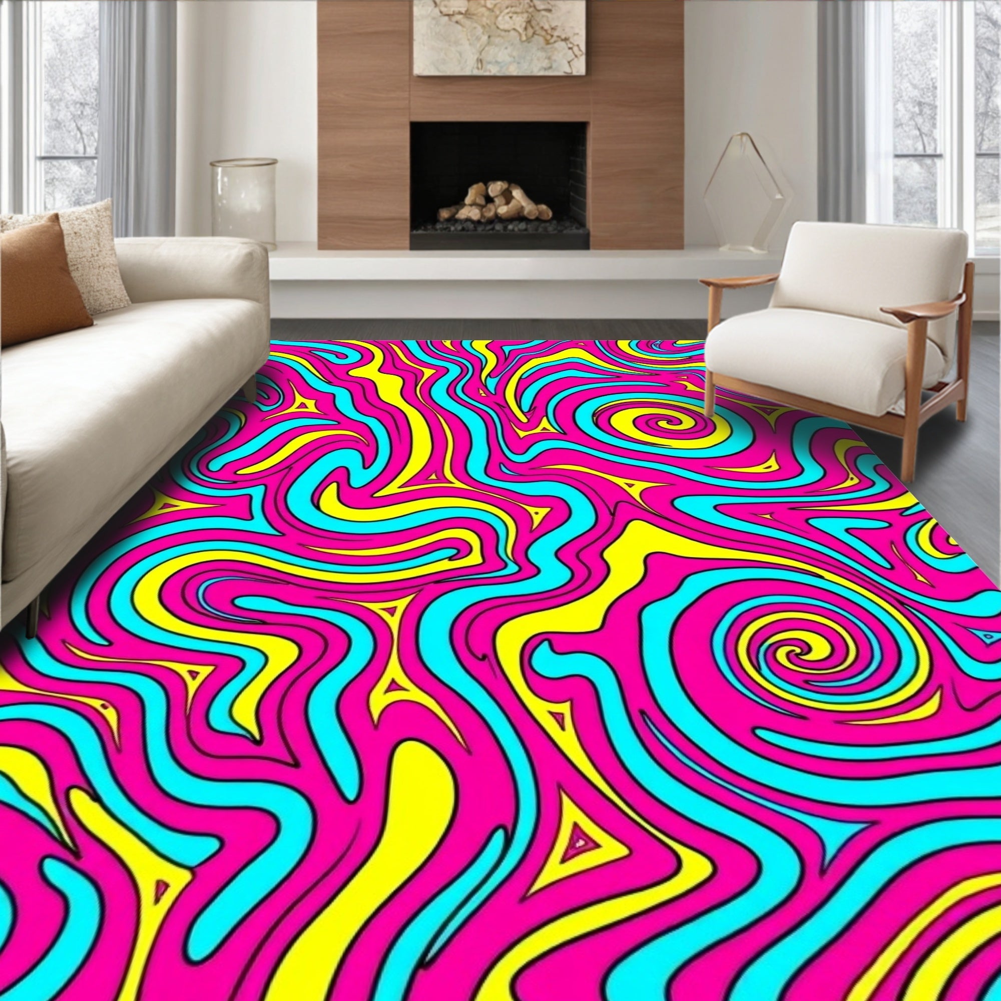 Vibrant Swirls Geometric Pattern Rug