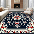 Classic Red Floral Medallion Dark Rug