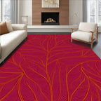 Crimson Ditsy Leaf Flow Pattern Rug
