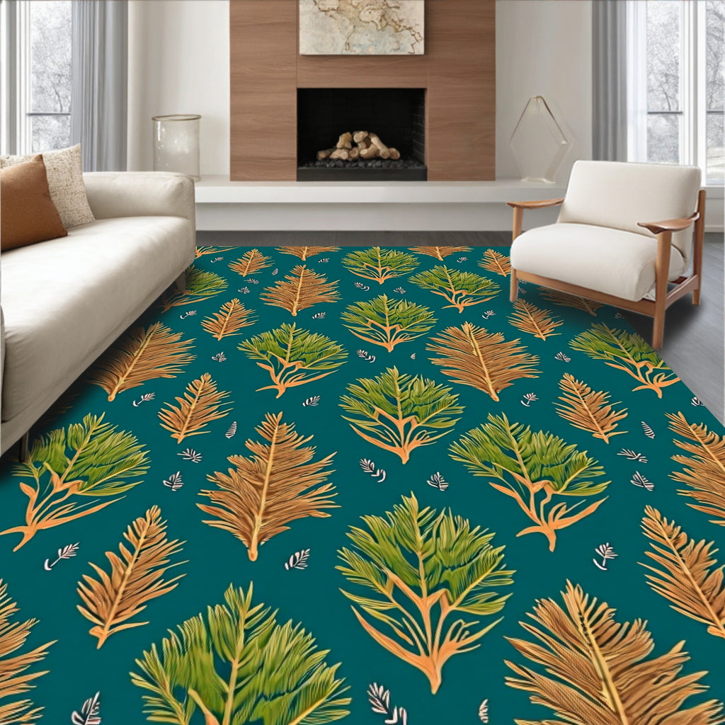 Green Brown Foliage And Botanicals Rug