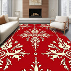 Classic Red Cream Floral Damask Rug