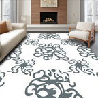 Ornate Floral Patterned Grey Rug