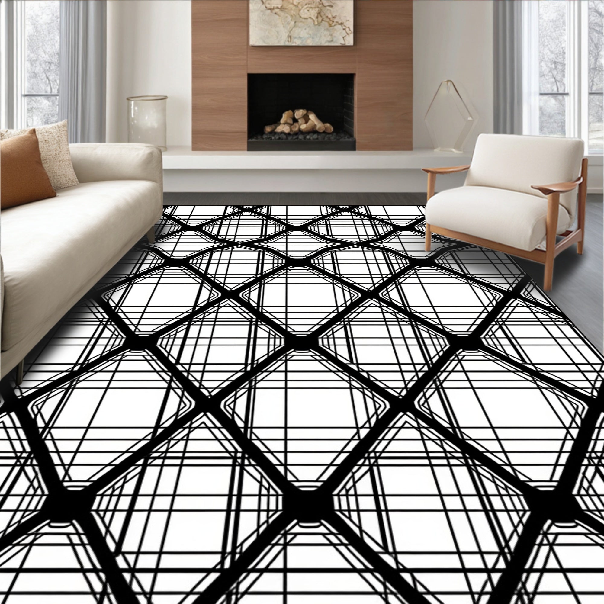 Bold Intersecting Line Pattern Rug