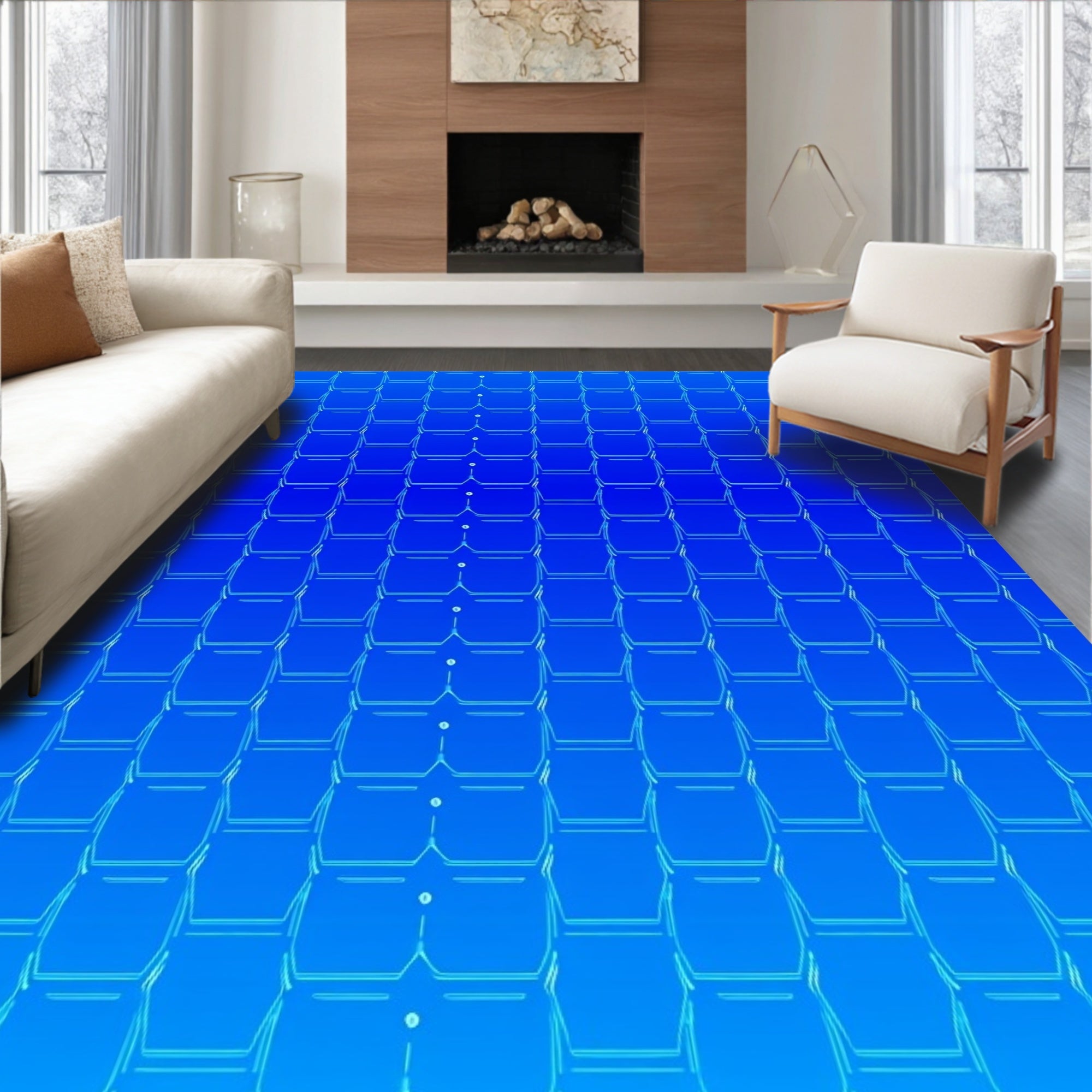 Geometric Gradient Hexagon Pattern Rug