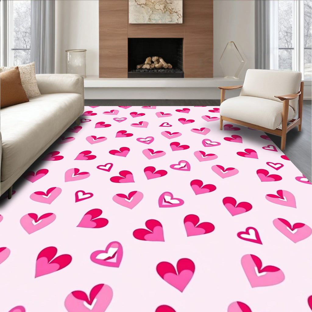 Charming Pink Hearts Pattern Rug