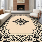 Ornate Floral Scrollwork and Snowflake Motif Rug