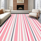 Pink Gray Vertical Stripe Design Rug
