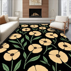 Yellow Floral Leaves Pattern Rug