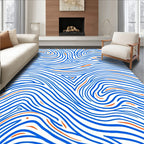 Abstract Blue Orange Flowing Lines Rug
