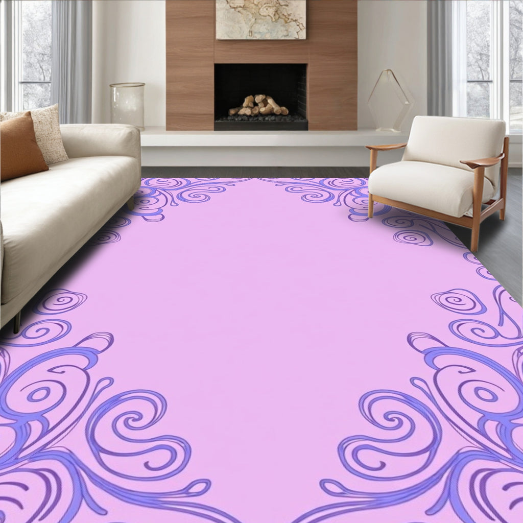 Lavender Swirls Framing Pastel Background Rug