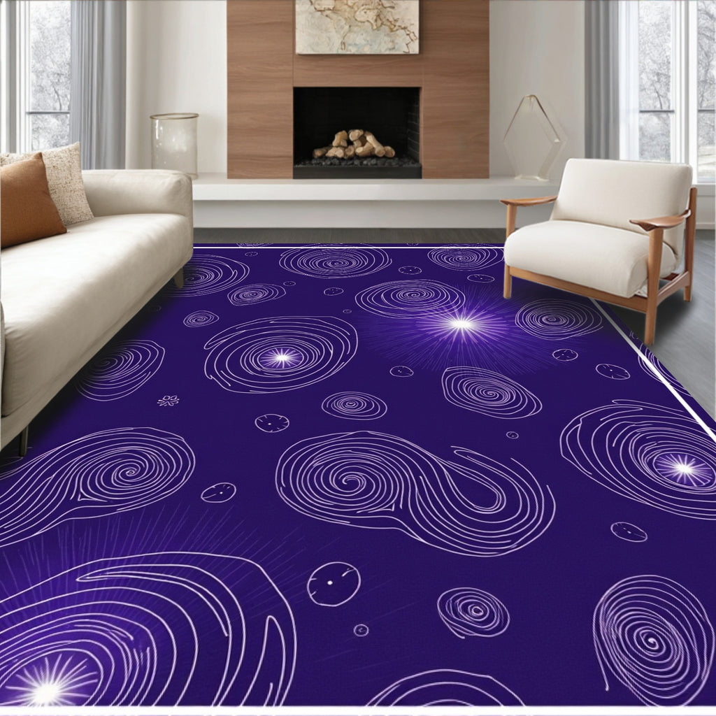 Cosmic Swirls Abstract Line Art Rug