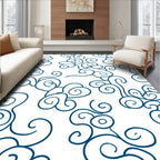 Aesthetic Blue Swirls Pattern Design Rug