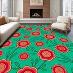 Red Floral Vine Pattern Rug