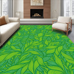Dense Green Leafy Pattern Rug