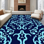 Intricate Scrollwork Aqua Pattern Rug