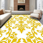 Golden Floral Scroll Pattern Rug