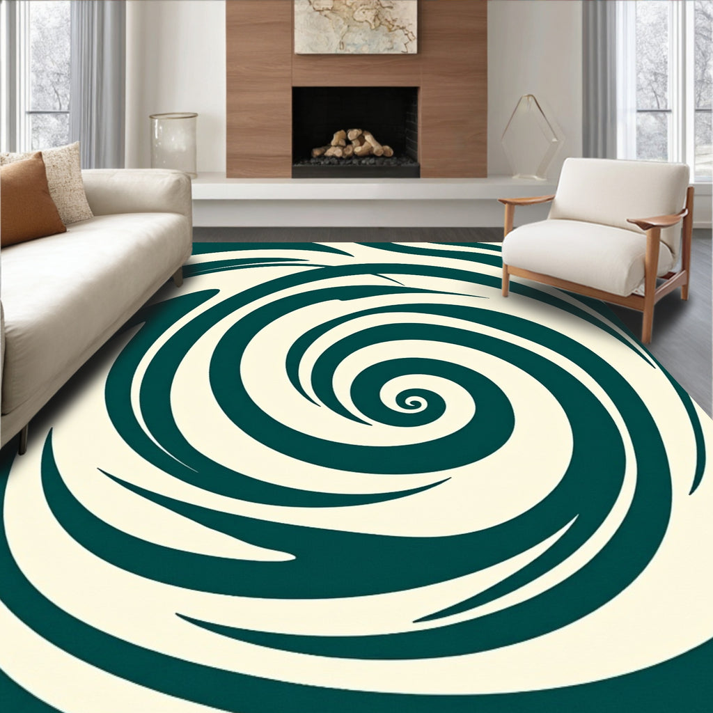 Teal Swirl Abstract Pattern Rug