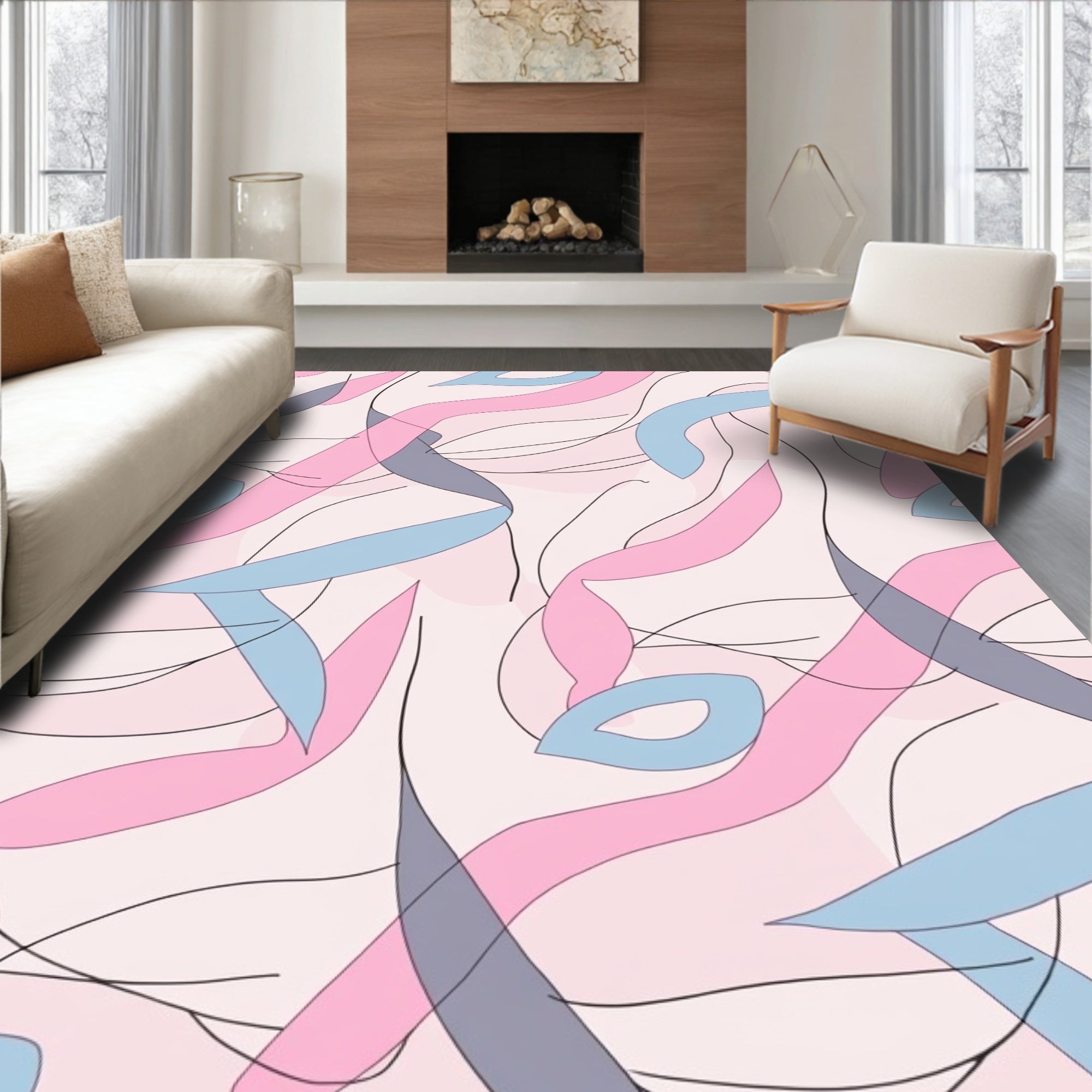 Soft Pastel Abstract Lines Rug