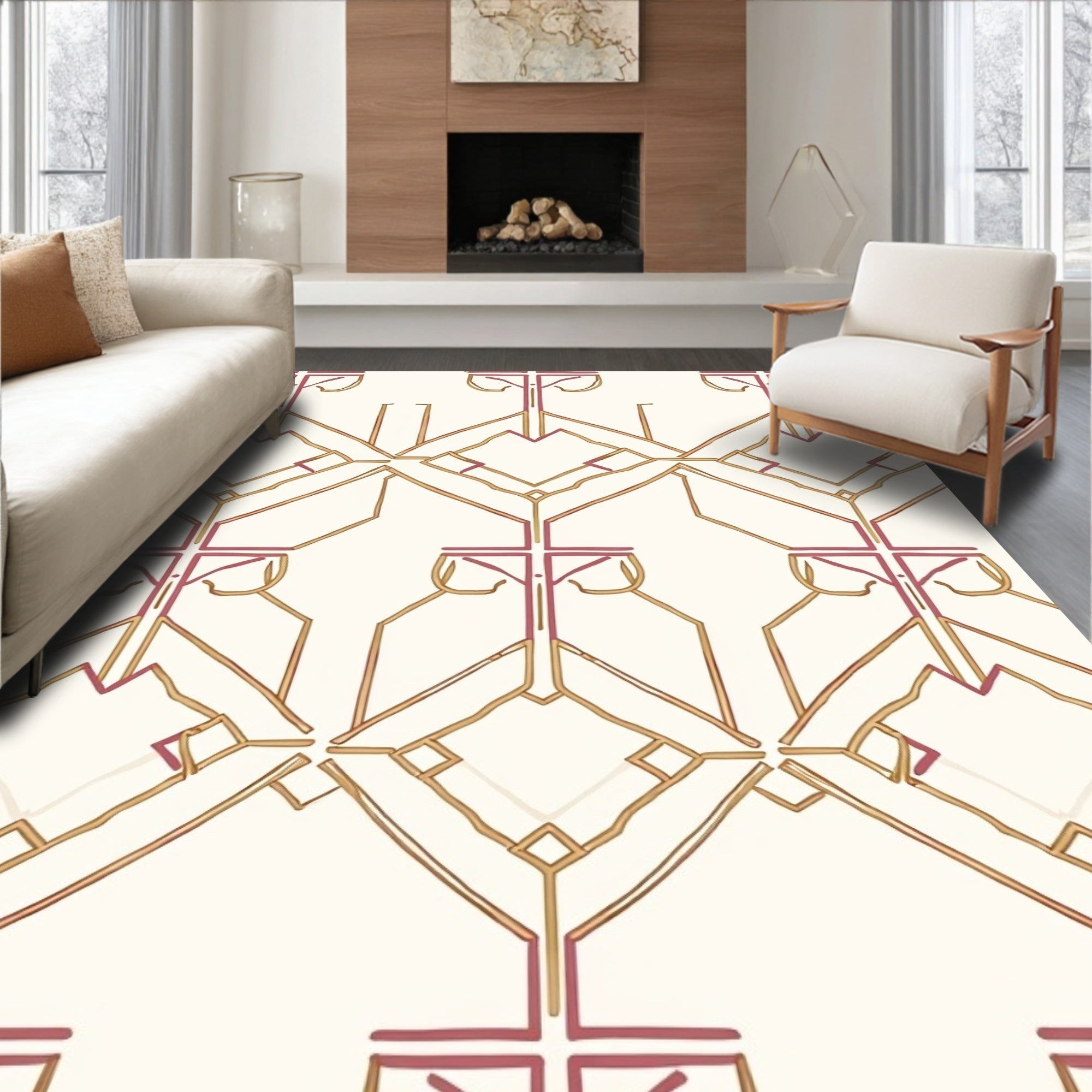 Art Deco Inspired Geometric Pattern Rug