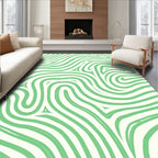 Flowing Green Lines Organic Pattern Rug