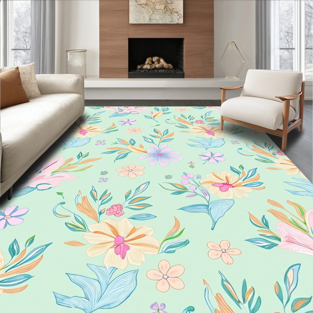 Whimsical Pastel Floral Bouquet Arrangement Rug