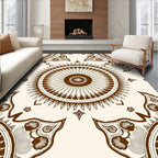 Brown Floral Sunburst Pattern Rug