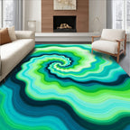 Vibrant Aqua Green Swirl Pattern Rug