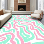 Pink Aqua Abstract Swirl Pattern Rug