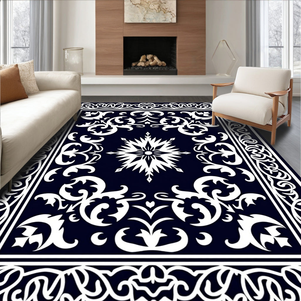 Ornate Starburst Floral Decorative Pattern Rug