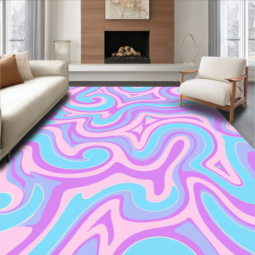 Pastel Swirls Stars Rug