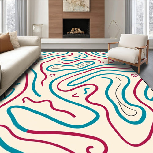 Abstract Curvy Lines Pattern Design Rug