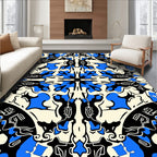Bold Blue Black Cream Mandala Design Rug