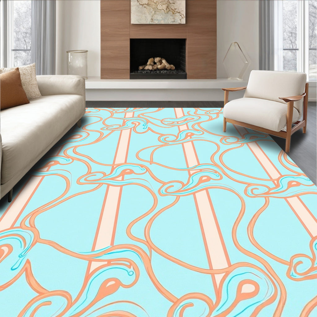 Soft Swirls On Mint Stripes Rug