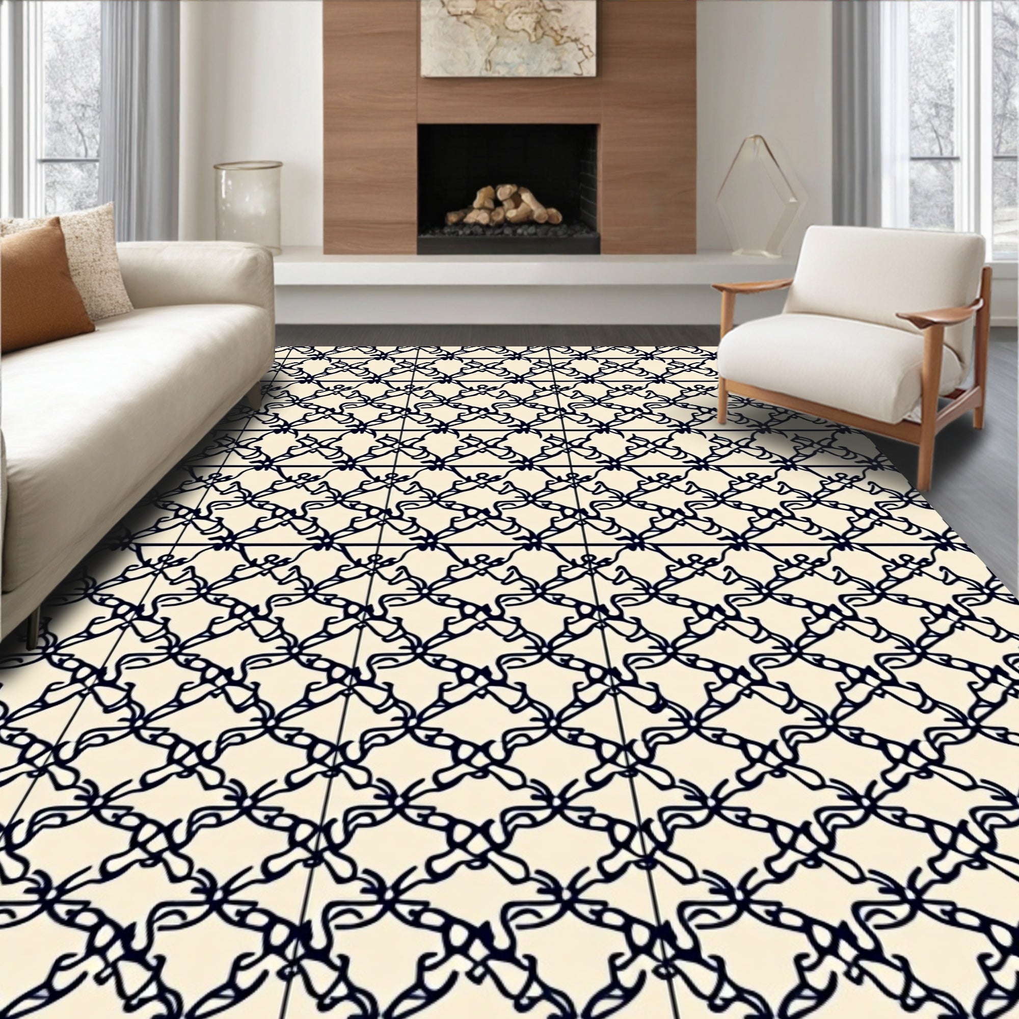 Intricate Lattice Patterned Rug