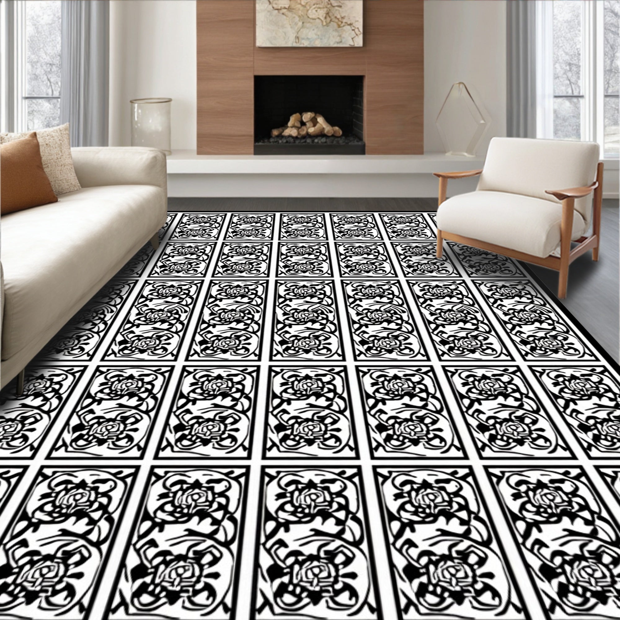Art Nouveau Rose Pattern Rug