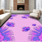 Pink Blue Feathered Floral Accents Rug