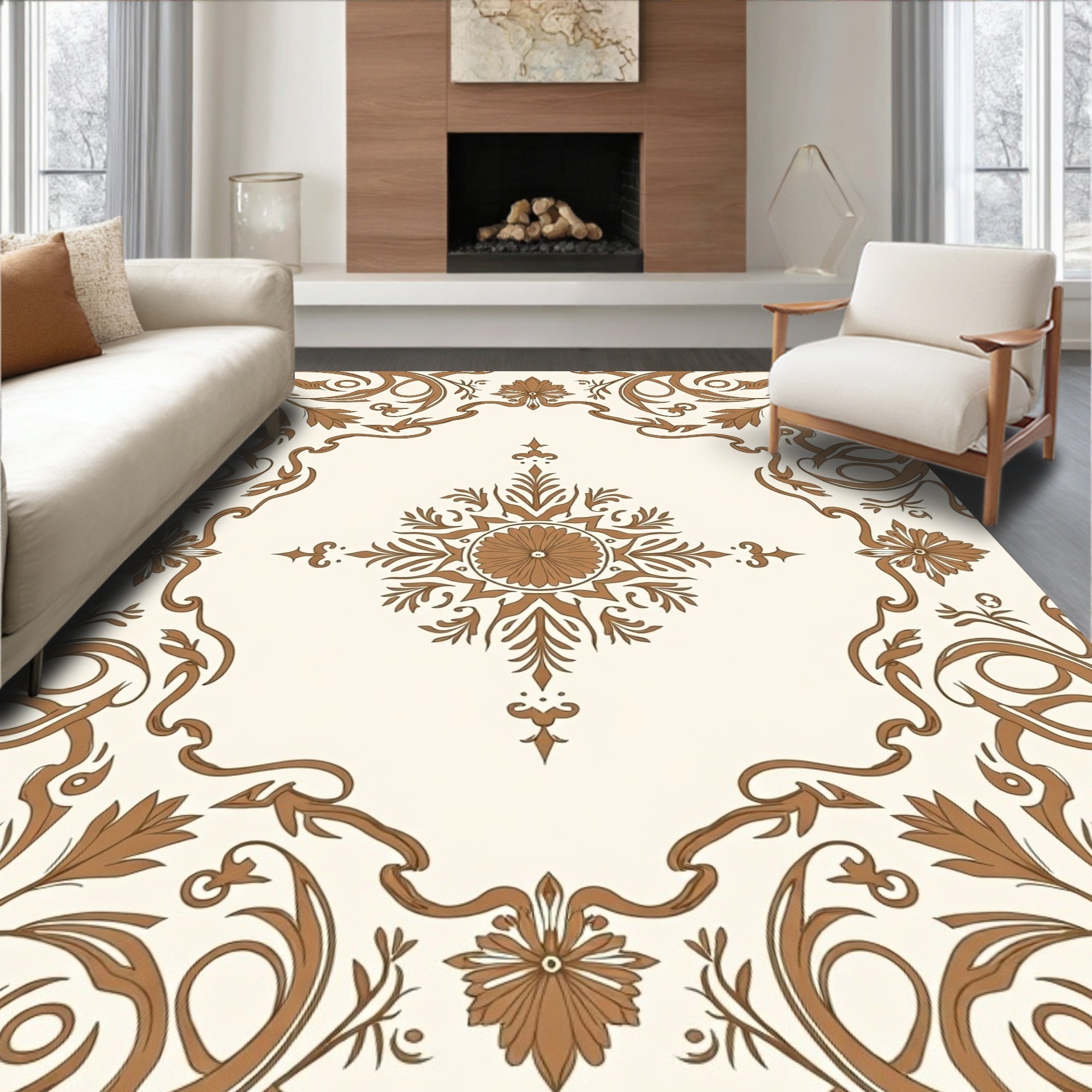 Ornate Floral Scrollwork Delight Rug