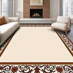 Classical Vine Floral Brown Border Rug