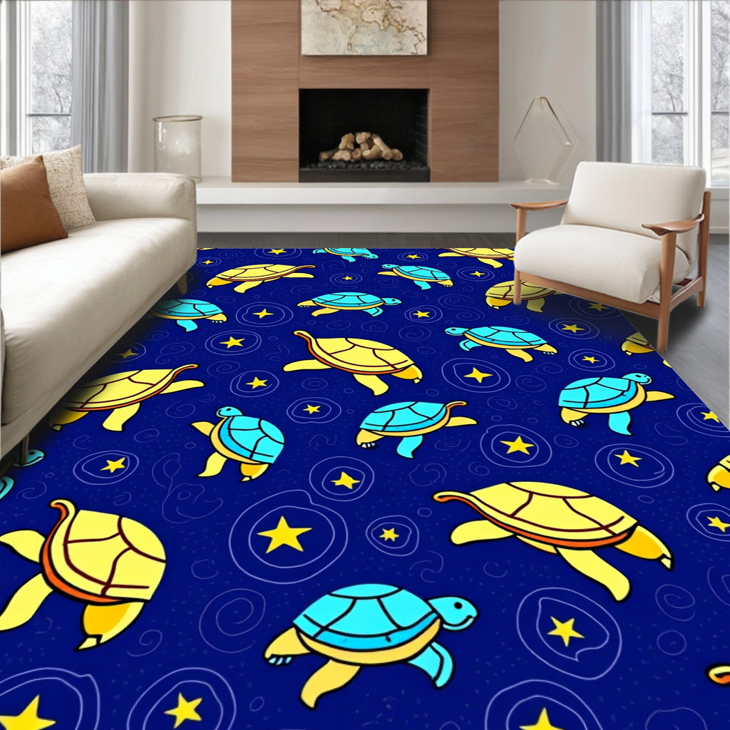 Turtle Star Pattern Delightful Design Rug