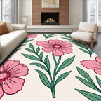 Pink Floral Vines Pattern Rug
