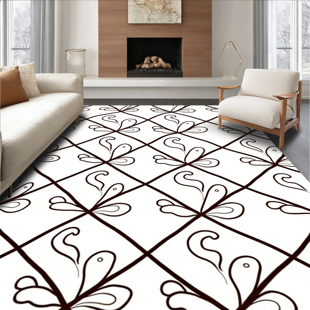 Abstract Swirl Petal Diamond Pattern Rug