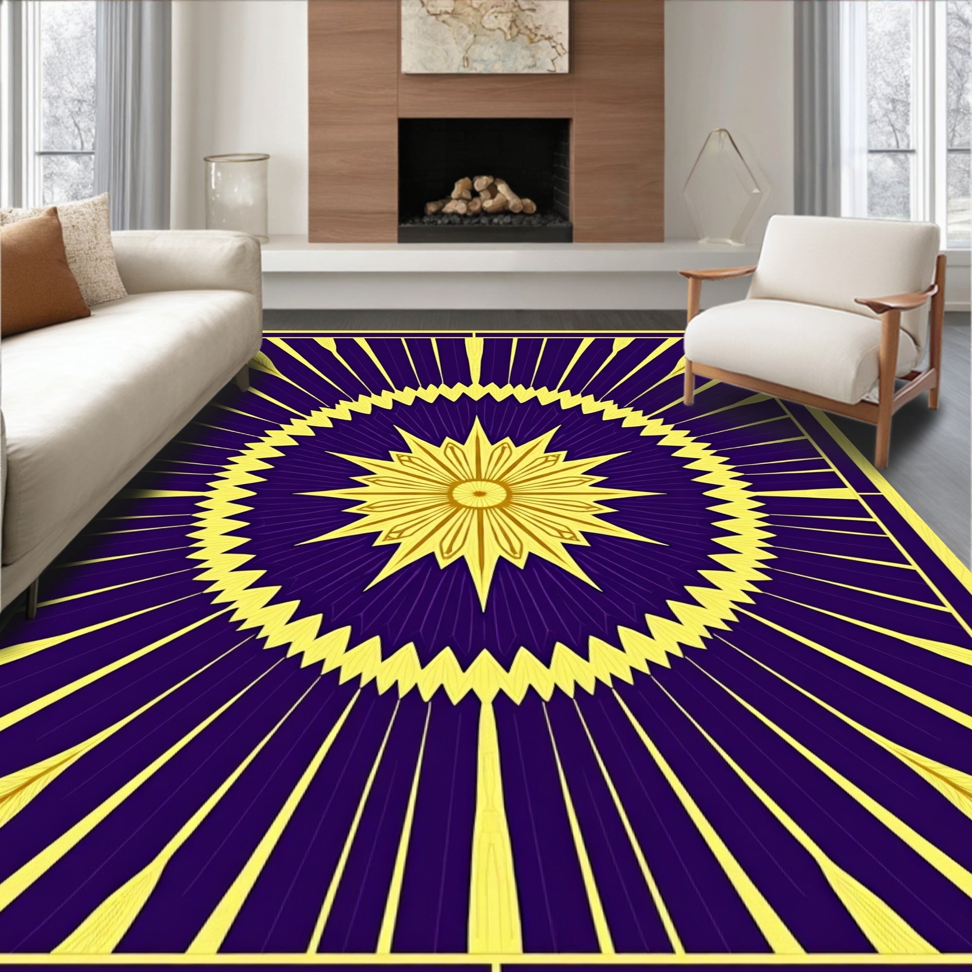 Art Deco Sunburst Pattern Rug