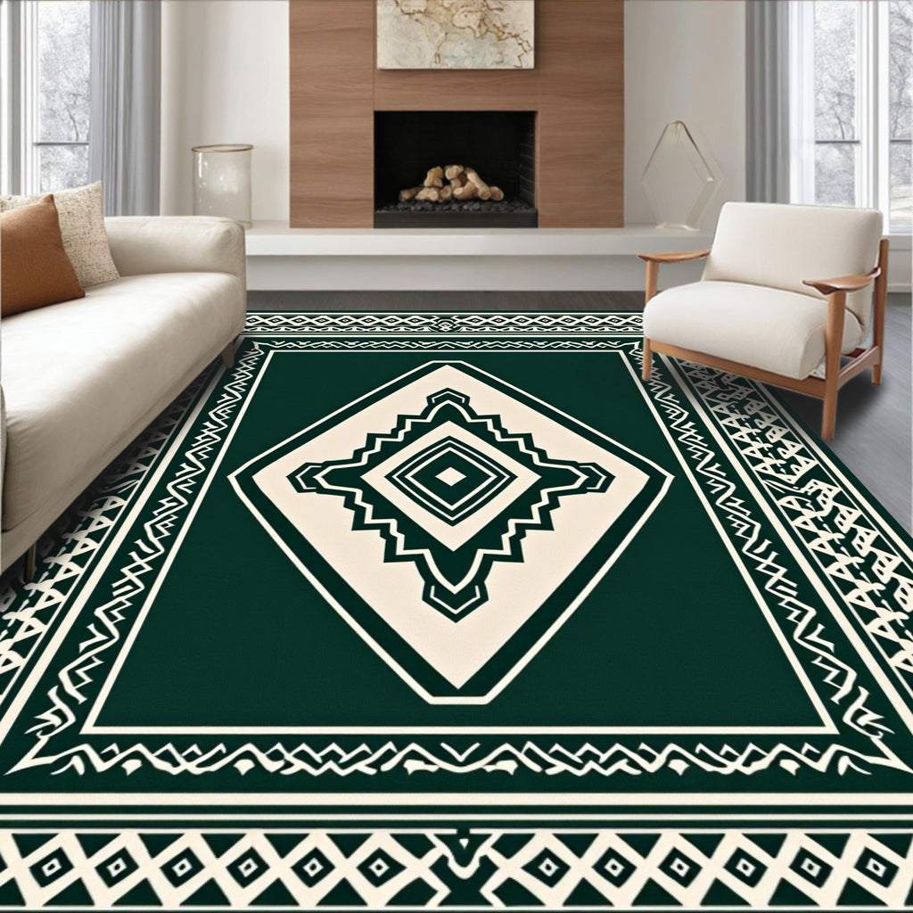 Geometric Folk Art Diamond Pattern Rug